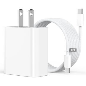 20W USB C Fast Charger Compatible for AirPods 4 Gen 4 Generation, AirPods Pro 2 2nd, AirPods Max 2 (2024), iPhone 16 15 Pro Max, 20W AirPods 4 Charger with 6FT Woven USB C to USB C Charging Cable