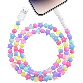 VOFUOE USB A for iPhone Cable, Fast Charging Charging Cord Colorful Star Beads Charging Cable 3.3FT for Girls Women for iPhone 14/13 /12/11, for iPad 9th/ 8th/ 7th Generation-Candy Color