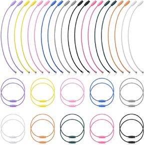 20 PCS Wire Keychain Cable 6 inch Stainless Steel Wire Ring Large Wire Key Ring 1.5mm Colored Coated Keychain Cable Loops for Hanging Luggage Tags, Key Tags, ID Tags