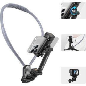 Upgraded 65cm Neck Phone Holder Recording with Anti-Shake Strap - POV/Vlog Neck Tripod Mount Hands-Free Filming, Universal for iPhone, Samsung Google Pixel, All Smartphones and Action Camera