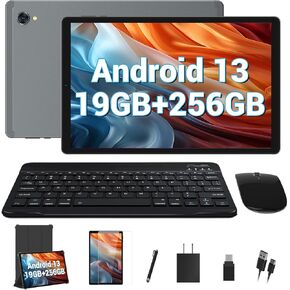 2025 Latest Tablet 10.4 inch Android 13 Tablets 19GB+256GB+1TB Expand, Octa-Core, 2K 2000 x 1200 Display,2.4G/5G WiFi, 8000mAh, BT 5.0, GPS Android Tablets Bundle-Gray