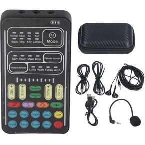 i9 Voice Changer, Live Streaming Kit, Multifunctional Mini Sound Card, One Click Beauty Sound Changer for, for, for Switch, PC, Laptop(English Version)