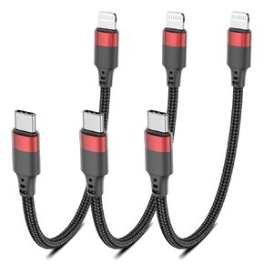 6 inch Short USB C to Lightning Cable 3Pack, 0.5ft USB C iPhone Charger Cord Nylon Braided Short Type C to Lightning Cable Fast Charging for iPhone 14 13 12 11 Pro Max Mini XR XS SE
