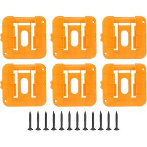 HARFINGTON 6pcs Battery Holder Wall Mount Dock Battery Storage Rack Tool Holder with Screw for 20V Li-ion Battery, Yellow