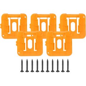 HARFINGTON 5pcs Battery Holder Wall Mount Dock Battery Storage Rack Tool Holder with Screw for 20V Li-ion Battery, Yellow