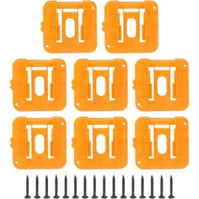 HARFINGTON 8pcs Battery Holder Wall Mount Dock Battery Storage Rack Tool Holder with Screw for 20V Li-ion Battery, Yellow