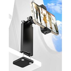 Metal Airplane Travel Phone Holder, Plane Cell Phone Mount for Seat Back, Handsfree Flight Phone Stand for iPhone 15 14 13 Pro Max, Samsung