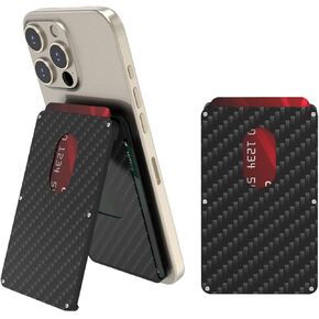 Luxury Real Carbon Fiber for MagSafe Wallet, 3 Card Slot Holder with Adjustable Stand, Strong Magnetic Minimalist Phone Wallet RFID Blocking for iPhone 16/15/14/13 Black