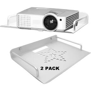 2-Be-Best Metal Wall Shelf Floating Wall Shelf Heat Dissipation Design 8.8lbs Load Mini Projector Wall Mount Shelf for Projector, WiFi Router, Modern, Media Boxes, Game Consoles (Silverx2)