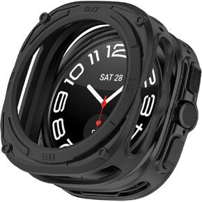 Compatible with Samsung Galaxy Watch Ultra 47mm Case Cover, Shock-Proof Protective Case Bumper Frame [No Screen] for Galaxy Watch Ultra 47mm LTE (Black)