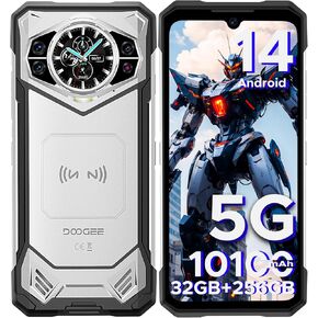 DOOGEE S200 Rugged Smartphone 5G Unlocked, 256GB+32GB Rugged Phone with 1.32" Rear Screen, 10100mAh Battery, Android 14,100MP+20MP Night Vision Camera, 6.72", 120Hz, NFC, 5G Dual SIM