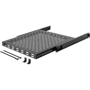 1U Adjustable Vented Sliding Server Rack Mount Shelf - 110lbs - 21.7-35.4inch Adjustable Mounting Depth 4 Post Universal Tray for 19inch AV/Network Equipment Rack