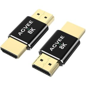 AGVEE 2 Pack 8K Female to Female HDMI Adapter, 8K@60HZ HDR HDMI 2.1 Coupler Converter Extension Connetor, Aluminium Alloy Shell for HDTV Roku Stick, Switch, Xbox One, PS4, PC, Black