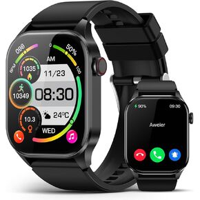 Smart Watch, Infrared True Blood Oxygen Monitor, 2.04-inch AMOLED Display, Heart Rate Sleep Blood Pressure, 136+ Sports Modes, IP68 Waterproof Fitness Tracker, Compatible with Android and iOS