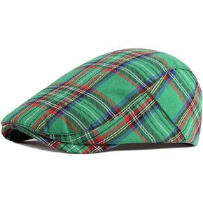 meioro Men's Striped Plaid Newsboy Hat Cabbie Beret Ivy Flat Cap Adjustable Gatsby Hat Hunting Driving Cap