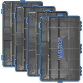 Goloni Tackle Box Waterproof,Fishing Gifts for Men,Plastic Organizer Box with Adjustable Dividers 4 Packs