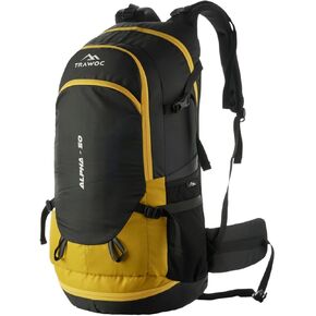 ALPHA 50 Litre Travel Backpack Water Resistant Daypack Bag for Cycling Trekking Hiking Camping for Men & Women, Yellow