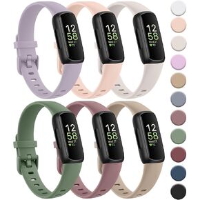 6-Pack Bands for Fitbit Inspire 3 Bands, Soft Silicone Adjustable Wristband Replacement Sport Straps Compatible with Fitbit Inspire 3 Fitness Tracker