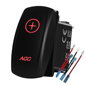 12V 24V Dual RED Led Acc Accessory Rocker Switch with Jumper Wires 5 PIN ON-Off Toggle Switch for Car Boat Motorcycle Truck Trailer Caravan SUV Jeep Can Am ATV UTV Dashboard Replacement