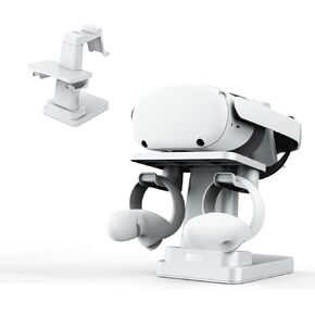 VR Stand Accessories Compitable with Quest 2/HP Reverb G2/Pico 4/PSVR2/Valve Index/Quest VR Headsets and Touch Controllers Accessories,Not Compatible with Quest 3-White