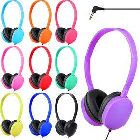 Kids Headphones Bulk 25 Pack for School Classroom Wholesale Earphones Class Set of Headphones for Students Teens Children Multi Color 3.5mm Jack