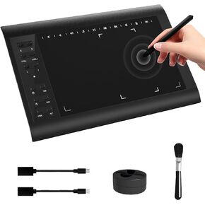 Graphics Drawing Tablet, 10x6 Inch Drawing Tablet with 8192 Level Pen,12 Hot Keys,Digital Drawing Pad Compatible with PC/Mac/Android for Painting,Design&Online Teach