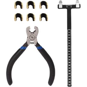 Bow String Nocking Points Set, T Shape Bow Square Ruler + Nocking Buckle Plier + 6Pcs Brass Nocking Buckles, Bow Accessories Suitable for Long Bow, Reverse Bow & Composite Bow