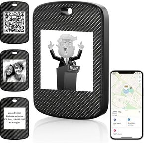E-Ink Personalized Photo Air Tag - Apple Find My Tracker with Custom Electronic Picture/Text/Information, Item Locator for Key,Pets,Luggages,Kids,Older. iOS 14.0 and Up (Black-Square)