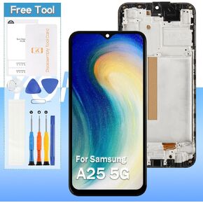 Screen Replacement for Samsung Galaxy A25 5G SM-A256E SM-A256B SM-A256U 6.5" LCD Display Touch Digitizer Assembly(Incell,Black with Frame)