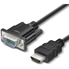 J&D HDMI to VGA Cable, Uni-Directional Male to Male Adapter, Supports 1080p Resolution, Compatible with Computers, Laptops, Desktops, HDTVs, Durable Copper Conductors, Black, 6.6 feet