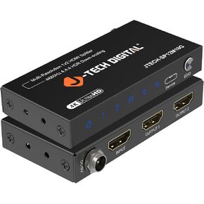 J-Tech Digital HDMI Splitter 1 in 2 Out 4K@60Hz, 1x2 HDMI Splitter for Duplicate/Mirror Screen 4K to 1080P Downscaling Function 3 EDID Settings (JTECH-SP12M18G)