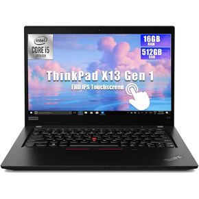 Lenovo ThinkPad X13 Gen 1 13.3" FHD Touchscreen Laptop Computer, 10th Gen Quad-Core i5-10310U, 16GB DDR4 RAM, 512GB SSD, Backlit Keyboard, HDMI, Windows 10 Pro (Renewed)
