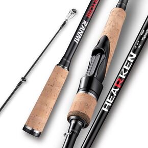HEARKEN Bass Fishing Rod 6'6"/7'/8'/10'Spinning Casting Fast Action 2 Pieces Medium Heavy 24T High Carbon Fiber Stainless Steel Guides Cork Handle High Sensitive Lightweight Bass Salmon Trout Pole