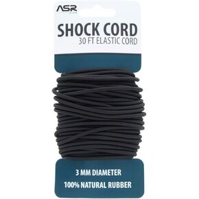 ASR Outdoor Elastic Shock Cord Natural Rubber 30 Feet 3mm Diameter, Black