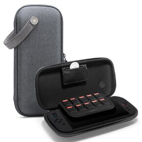 Spigen Klasden Carrying Pouch Case Designed for Nintendo Switch 2 (2025) Protective Portable Travel Hard Shell Case with Pockets for Accessories, 10 Game Cartridges and AirTag Holder - Charcoal Gray