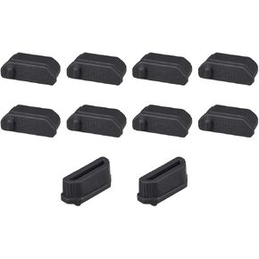 UXCELL 10pcs محاذاة ميناء غلاف السيليكون المضاد للتراب للمنفذ الإناث 11mmx1.3mm أسود