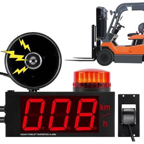 Overspeed Alarm Siren for Forklift 120dB Speed Limit Alarm Horn Speed Limiter Warning Light with speed display Sound Light Alarm DC12~42V