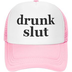 Drunk Slut Hat Unisex Adult Trucker Hats Adjustable Cap for Adults Classic Fishing Caps Pink