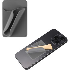 Lip Gloss Phone Case, Card Insertion and Lipstick Holder 2 in 1 Adhesive Silicone Lipstick Phone Holder Portable Lip Phone Case Lips Holder for iPhone and Android (Gray)