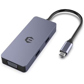 TOTU USB C Hub, 6 in 1 USB C Dock, USB C Type C Hub for Type C Laptops with HDMI, VGA, 2 USB A and SD/TF Card Reader
