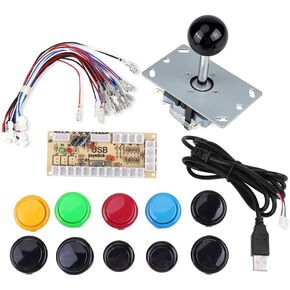 Zero Delay USB Encoder, 10 Buttons Joystick Kit for PC Game DIY, 8 Way Joystick, Compact Design, Easy Installation, Support System
