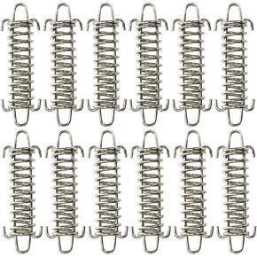 Suwimut 12 Pieces Tent Spring Buckle, Stainless Steel Rope Tensioner Awning Fixed Hook Buckle, Portable Camping Tent Fixed Buckle for Outdoor Camping, Dog Leash Shock Absorbing Spring for Dog Training