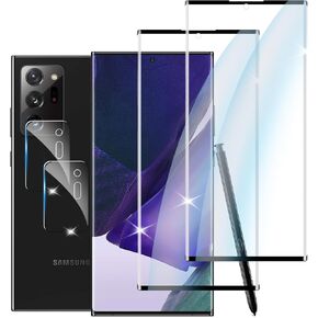 【2+2 Pack】 Designed for Samsung Galaxy Note 20 Ultra Screen Protector , 3D Curved, Screen Protector Galaxy Note 20 Ultra Tempered Glass cell Phone Film HD Clear and (2 Pack) Camera Lens Protector