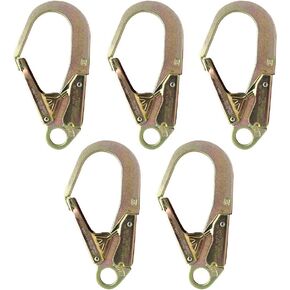 Fusion Climb Infinity Alloy Steel Captive Eye Drop Forged Double Lock Rebar Hook (5 Pack), Gold