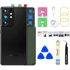 Back Glass Replacement for Samsung Galaxy S21 Ultra 5G with Professional Repairing Tool Kit (Phantom Black)