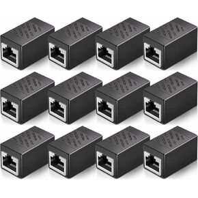 RJ45 Coupler, 12 Pack Ethernet Extender Adapter, Ethernet Coupler Female to Female Connector for Cat7/ Cat6/ Cat5/ Cat5e Ethernet Cable