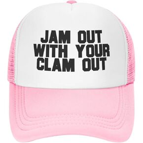 Jam Out with Your Clam Out Hat Unisex Adult Trucker Hats Adjustable Cap for Adults Classic Fishing Caps Pink