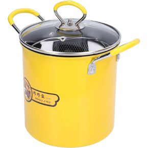 3L Mini Deep Fryer Pot Stainless Steel Japanese Frying Pot with Oil Filter Rack Lid for Home Kitchen
