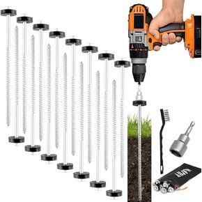 15 Pcs 12" Hex Drillable Tent Stakes, Hex Heavy Duty Metal Ground Pegs, Screw in Camping Spikes, for Garden Canopies Grassland Canopies Awnings Camping Travel (Hex Tool and Storage Bag)