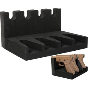 Pistol Rack for Gun Safe - Foam Pistol Holder for Gun Cabinet ,Hand Gun Stand with 2 Magnetic Strip Set Fits 4 Pistols, Gun Safe Accessory for Men,Gun Cabinet Storage Organizer Accessories
